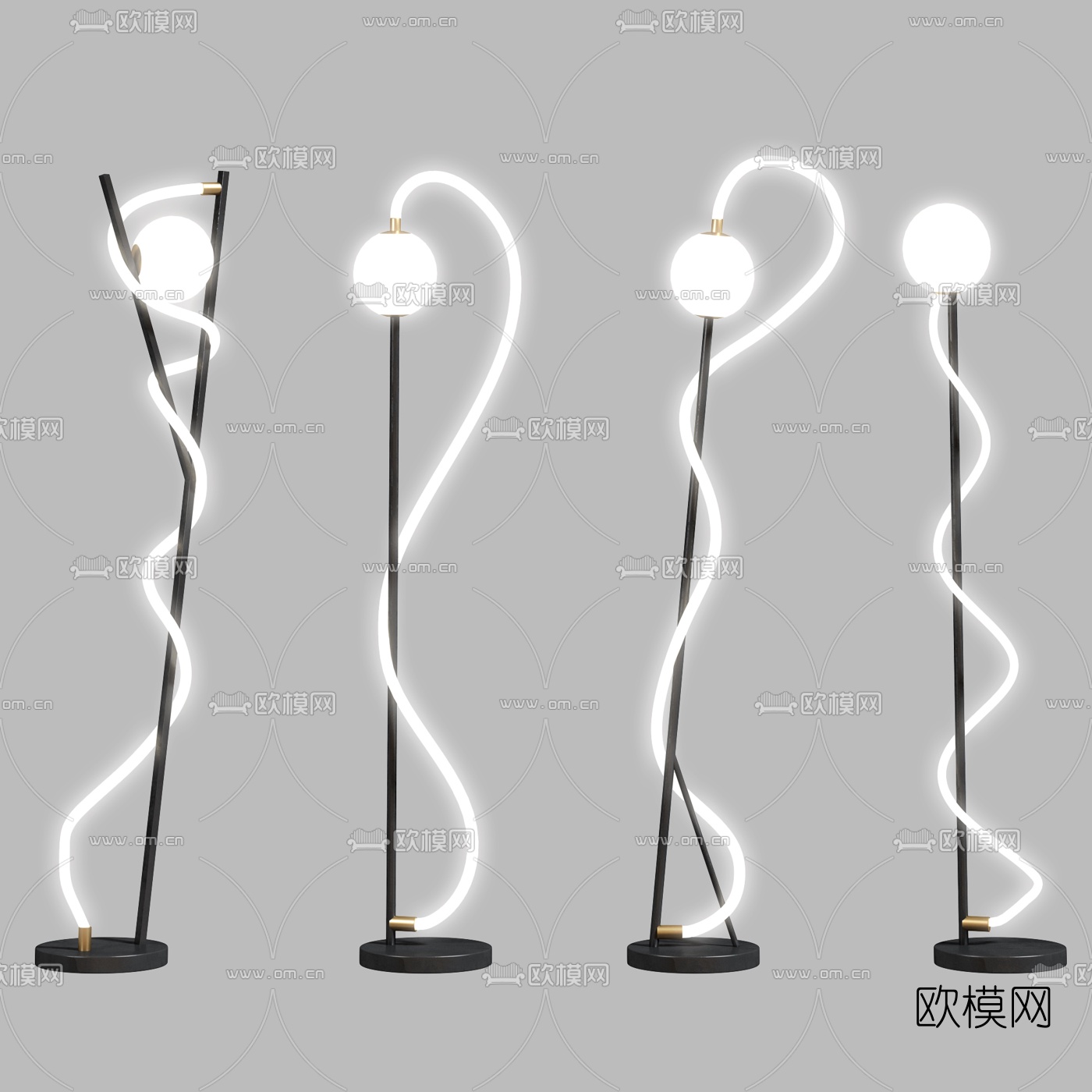 现代金属落地灯3d模型