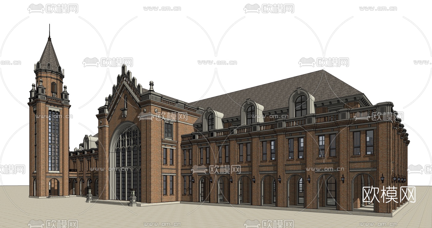 欧式教堂外观su模型下载（渲染图3）