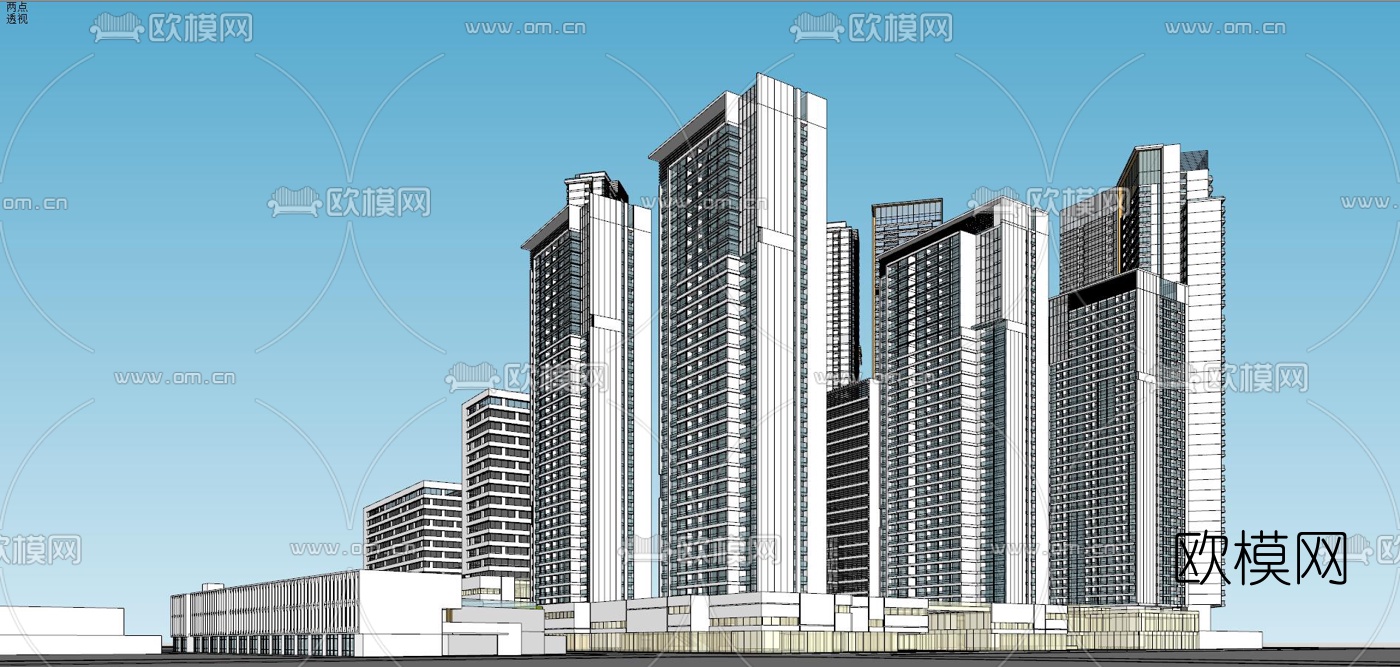 现代办公园区鸟瞰su模型下载（渲染图6）