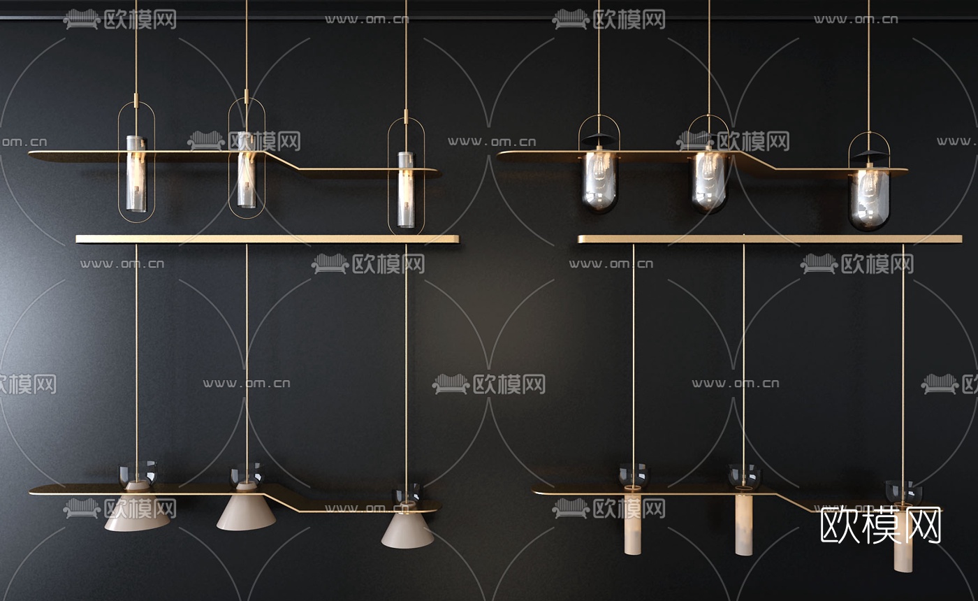 现代轻奢多头吊灯3d模型下载