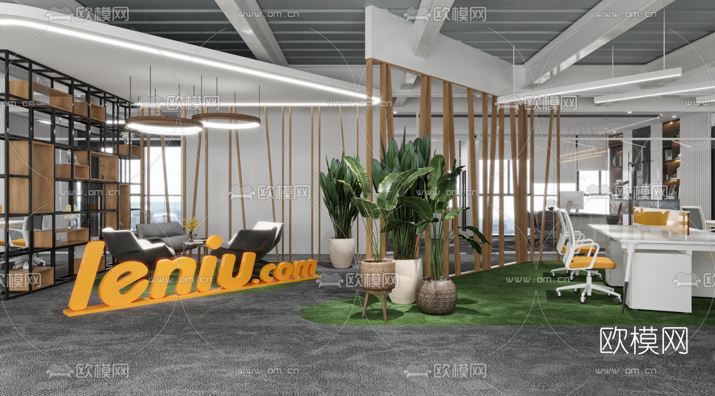 现代办公室接待区3d模型