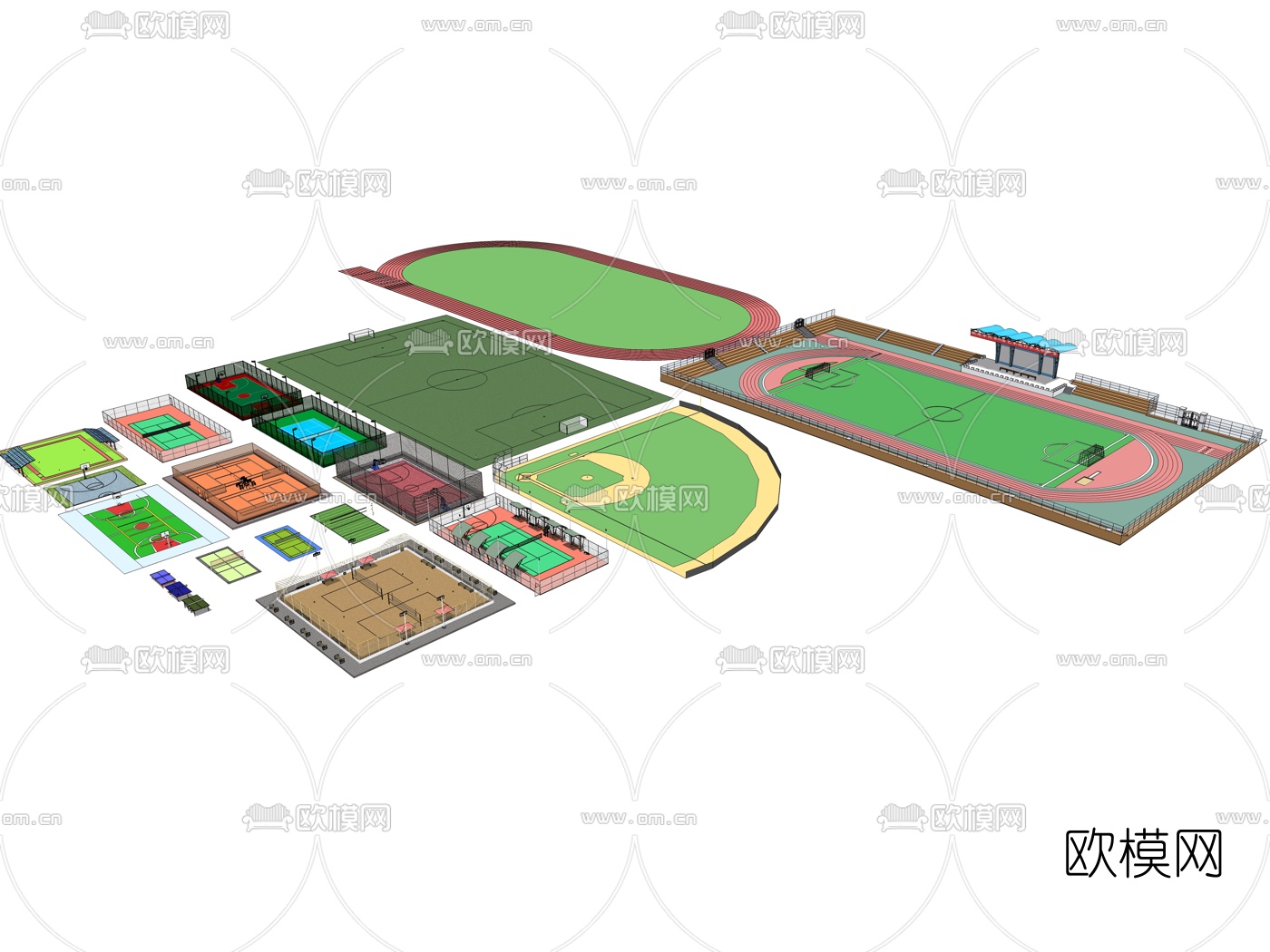 现代运动场地足球场su模型下载（渲染图3）