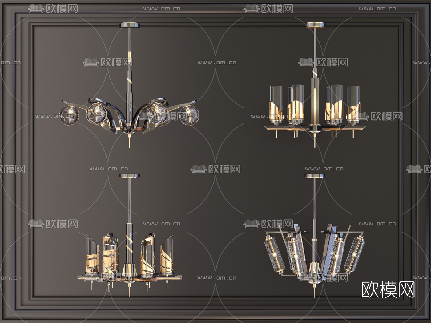 后现代金属吊灯3d模型下载