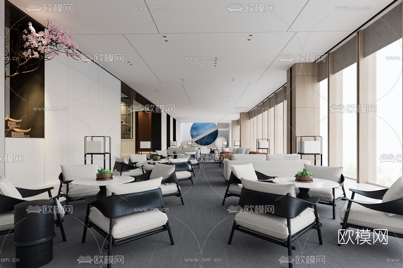 现代简约售楼处洽谈区3d模型下载_ID10130153_3dmax免费模型-欧模网
