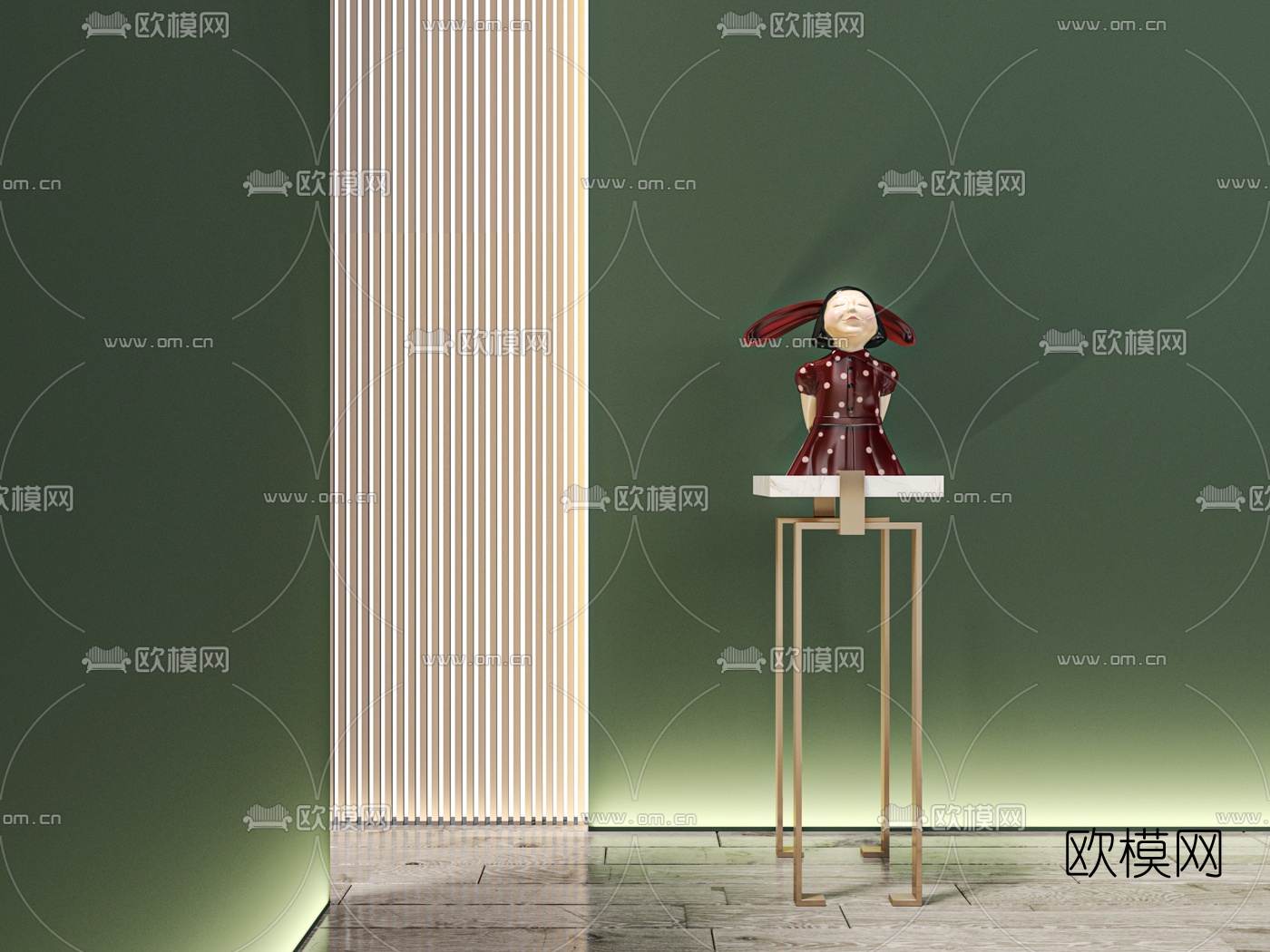 现代卡通女孩雕塑3d模型下载