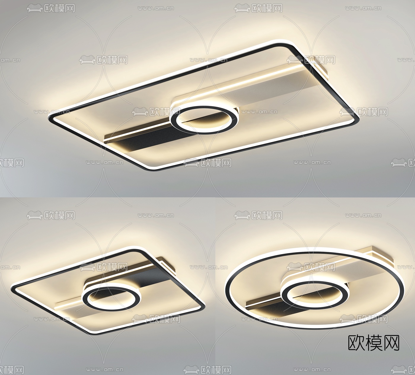 后现代LED吸顶灯3d模型下载
