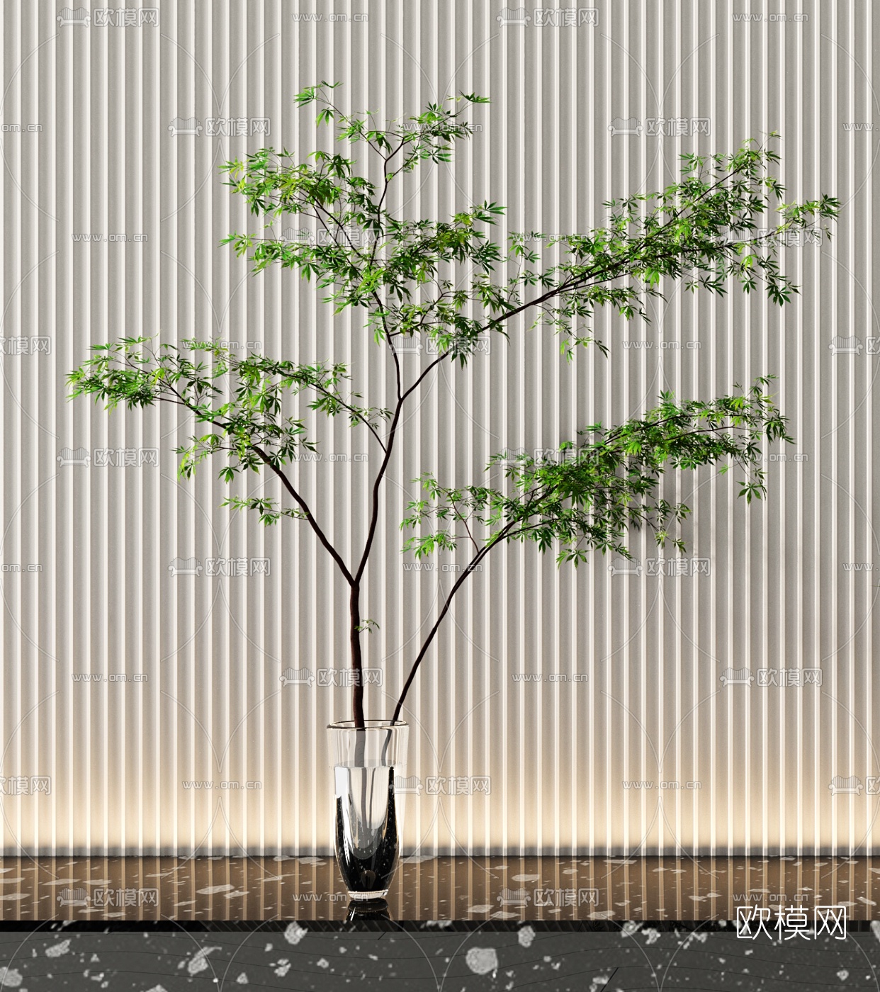 现代水生绿植花瓶3d模型下载（渲染图2）