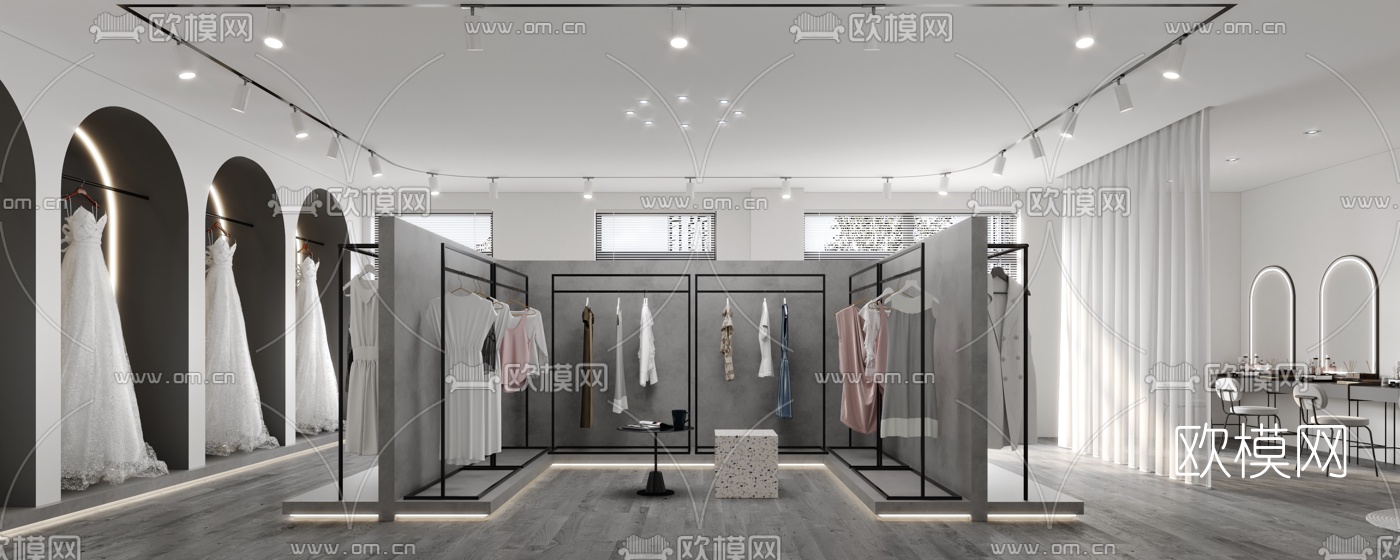 现代侘寂婚纱摄影店3d模型