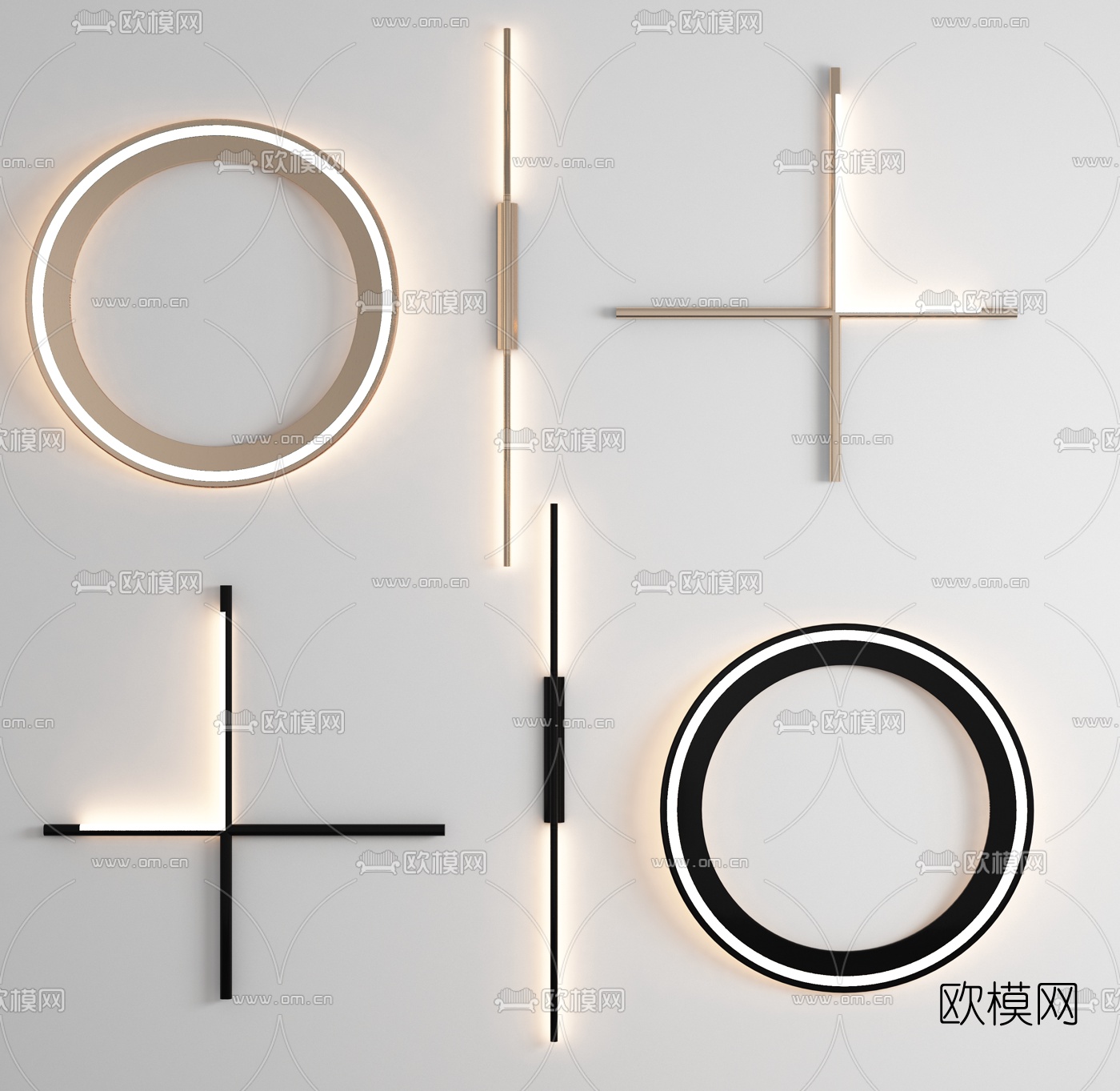 现代几何壁灯3d模型