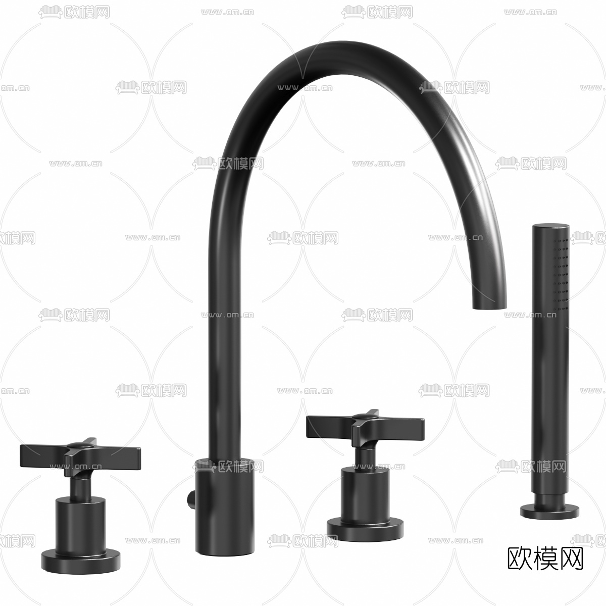 现代花洒开关水龙头3d模型下载（渲染图4）