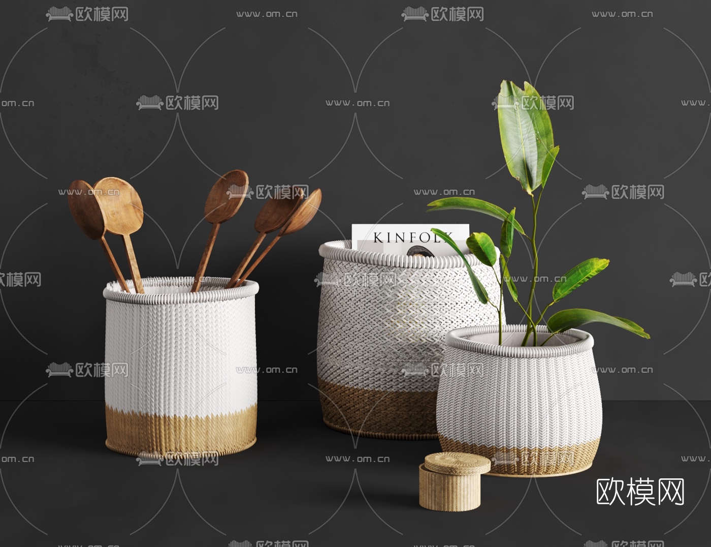 北欧花篮干花3d模型