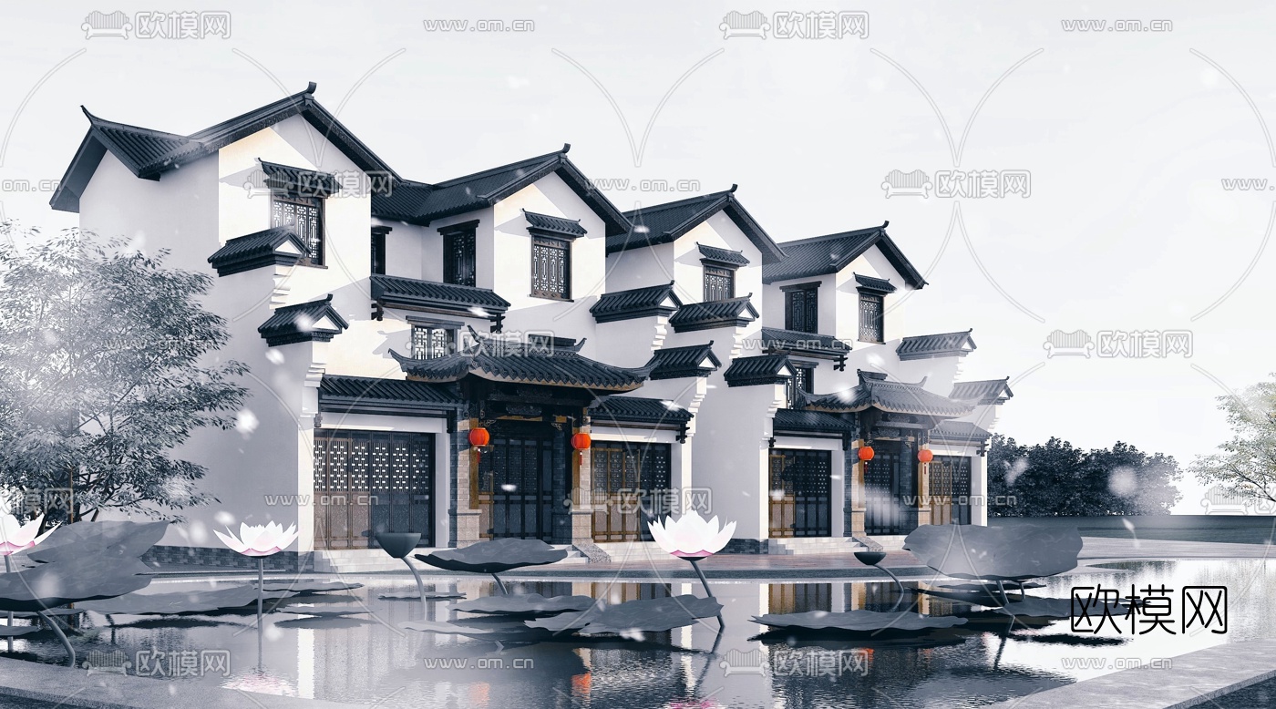 中式传统古建民居3d模型