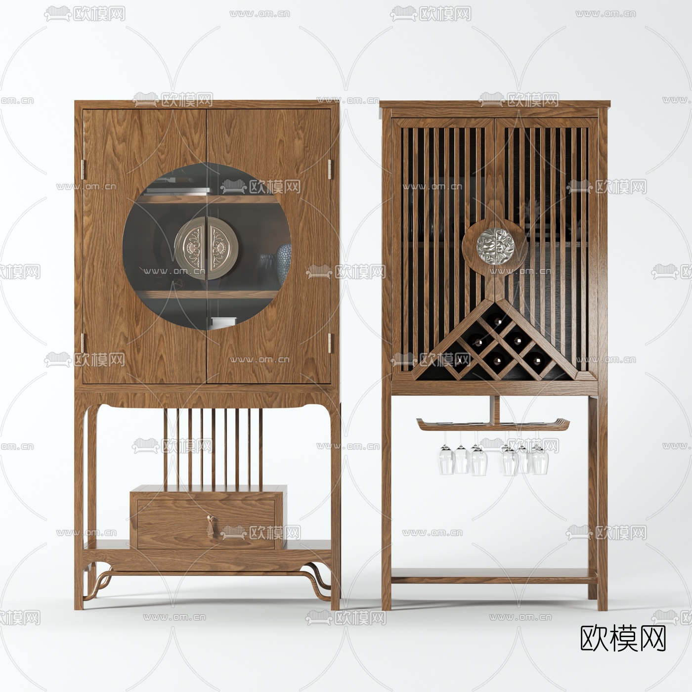 新中式实木博古架3d模型