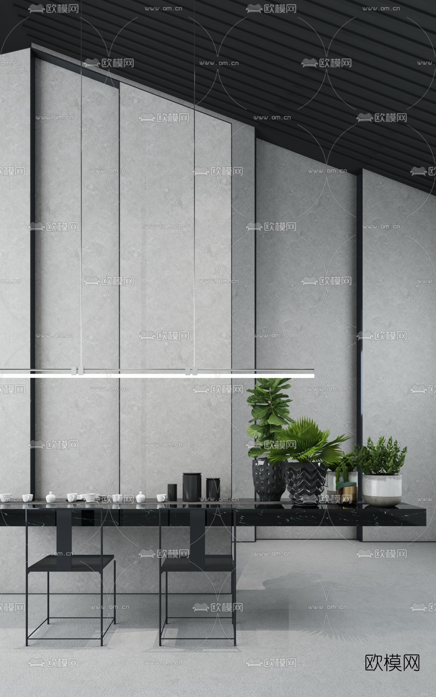 李玮珉设计 新中式极简茶桌椅3d模型下载