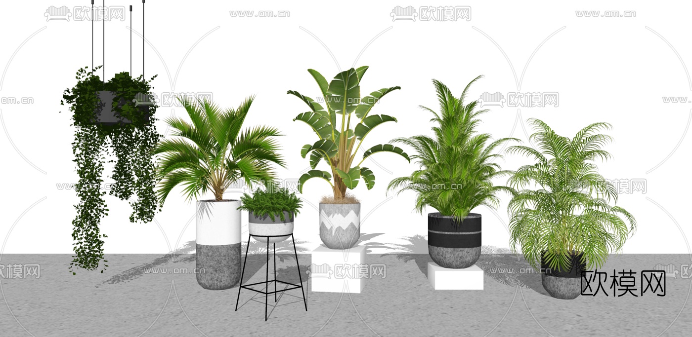 现代绿植盆栽su模型