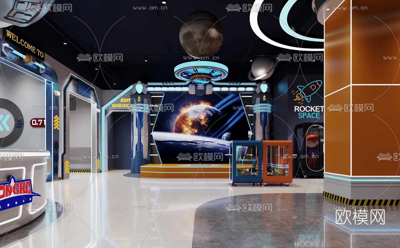 现代电玩城游乐场3d模型