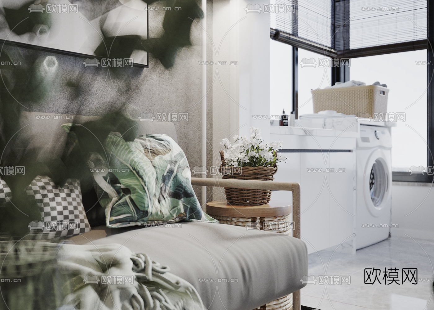 北欧公寓客厅餐厅3d模型下载（渲染图6）