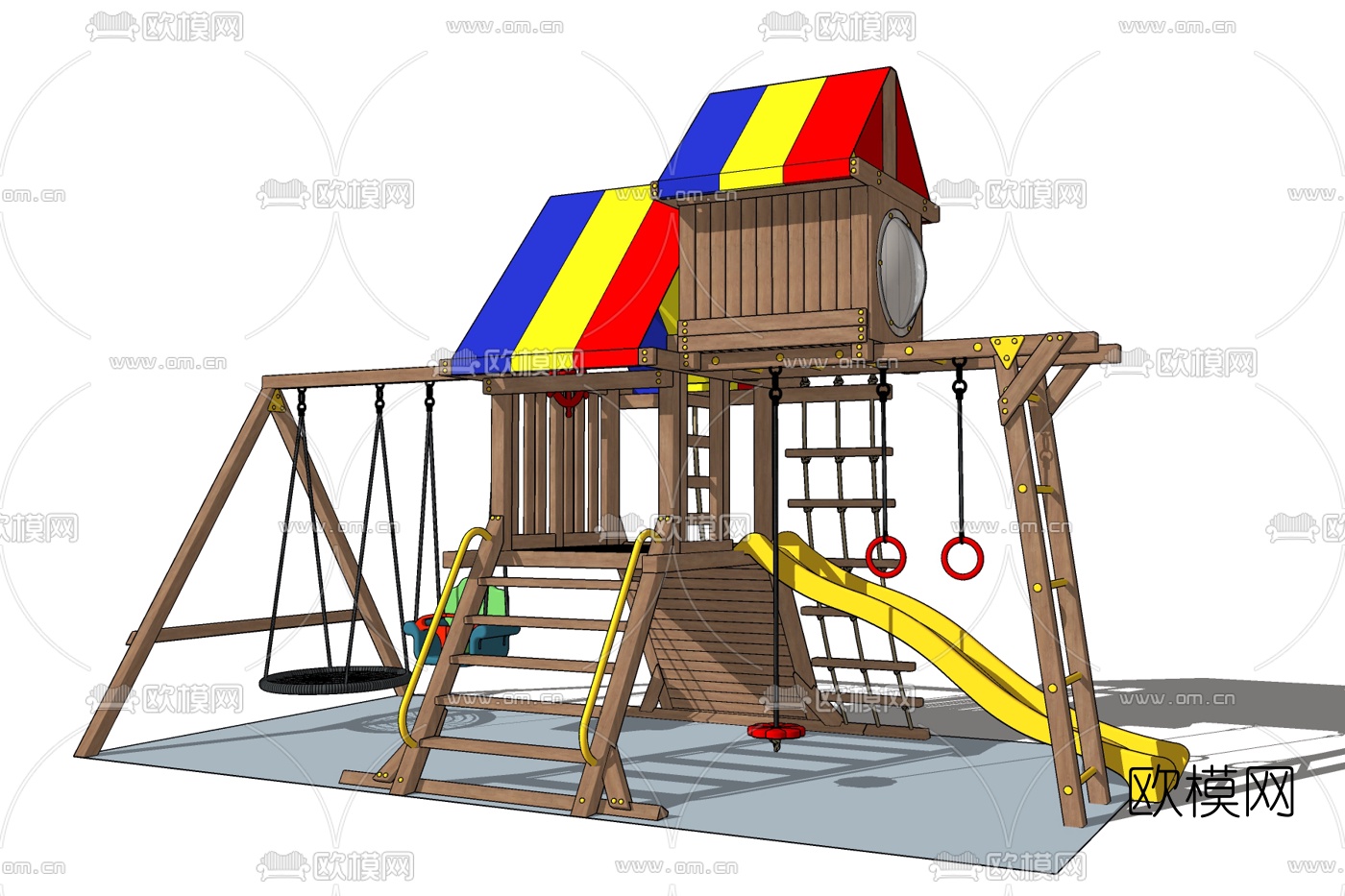 现代儿童滑梯免费su模型下载