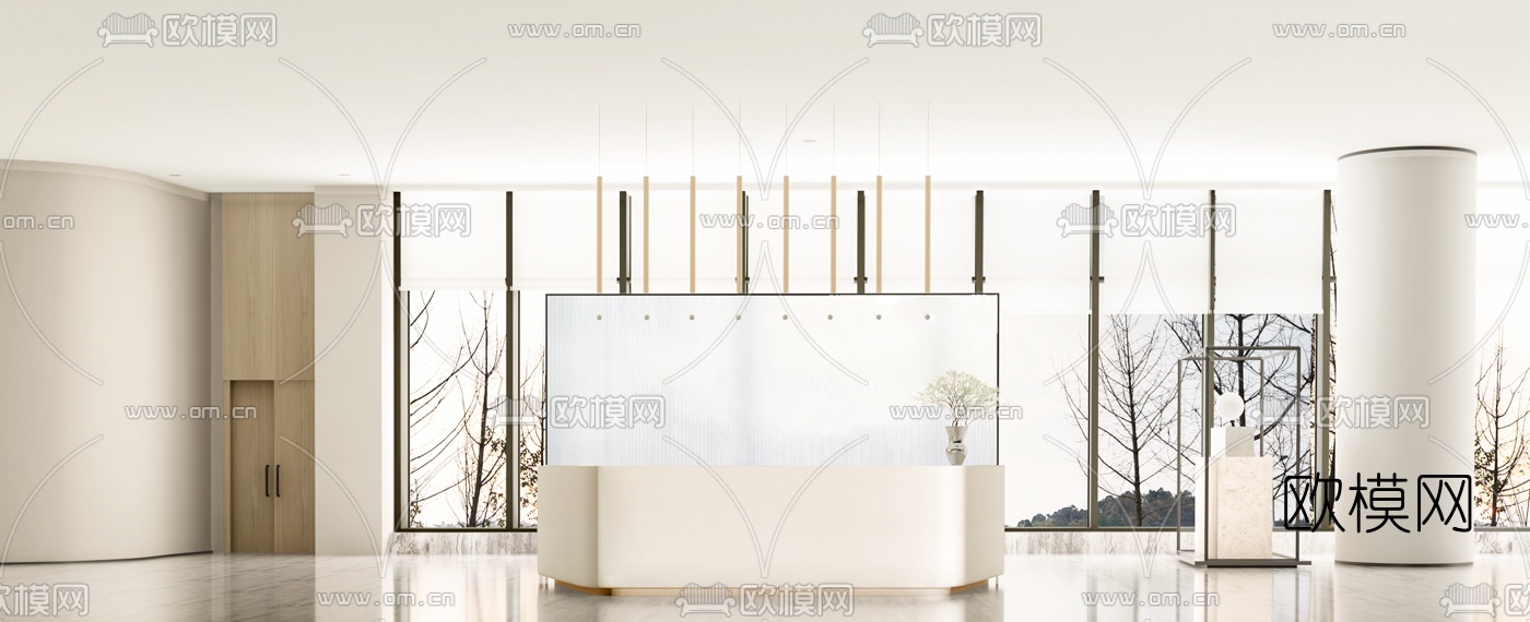 现代售楼处接待厅3d模型