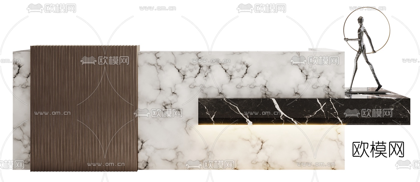 现代大理石接待台3d模型下载（渲染图4）