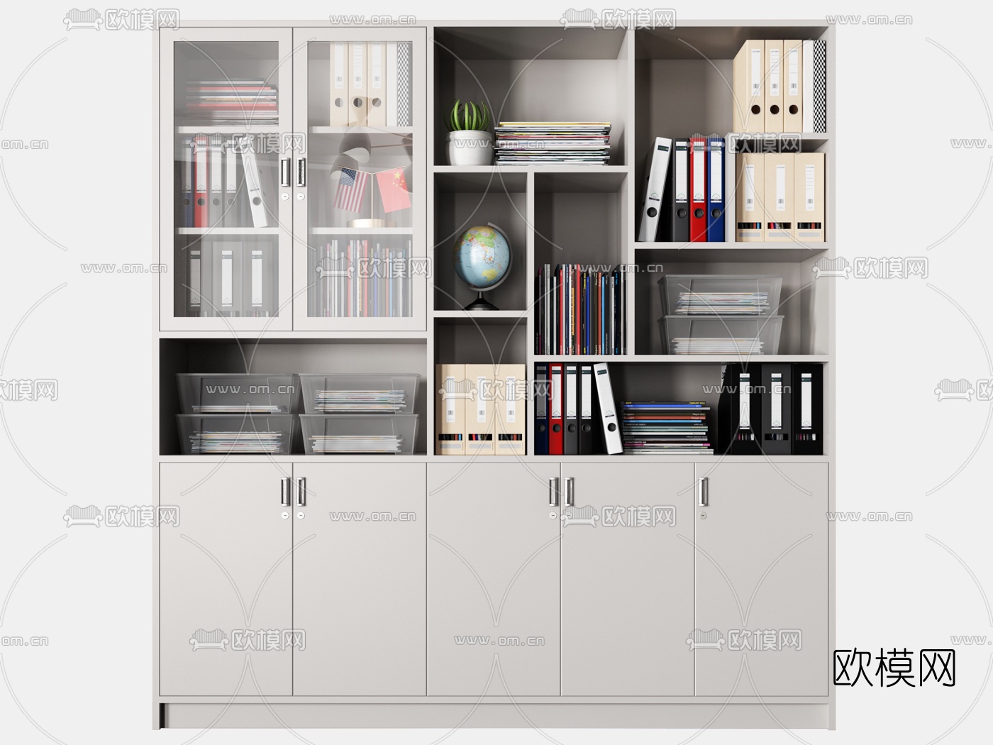 现代办公室文件柜3d模型下载