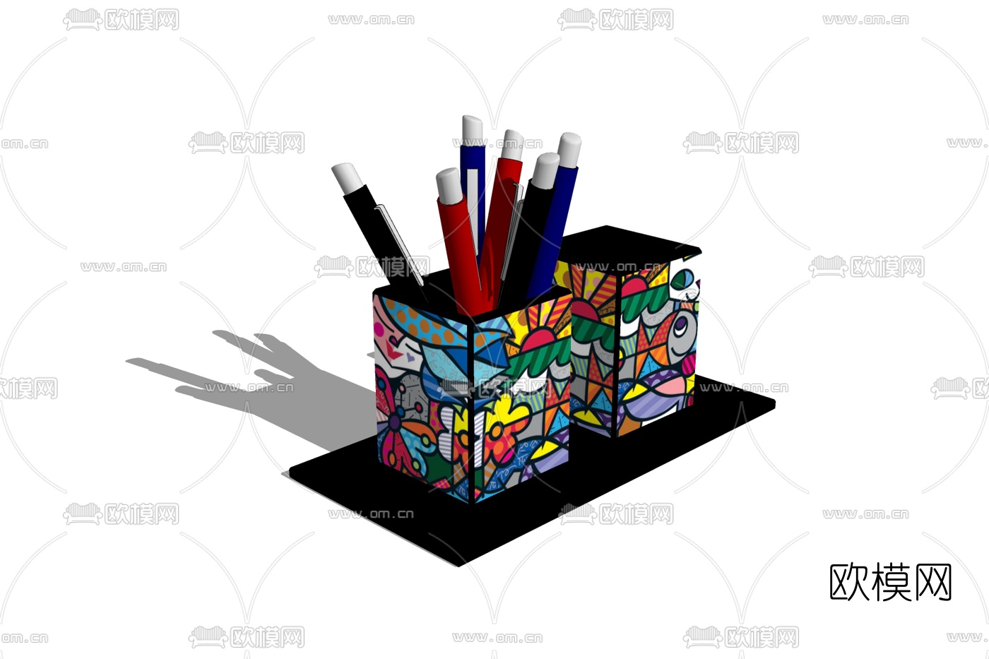 现代笔筒免费su模型下载