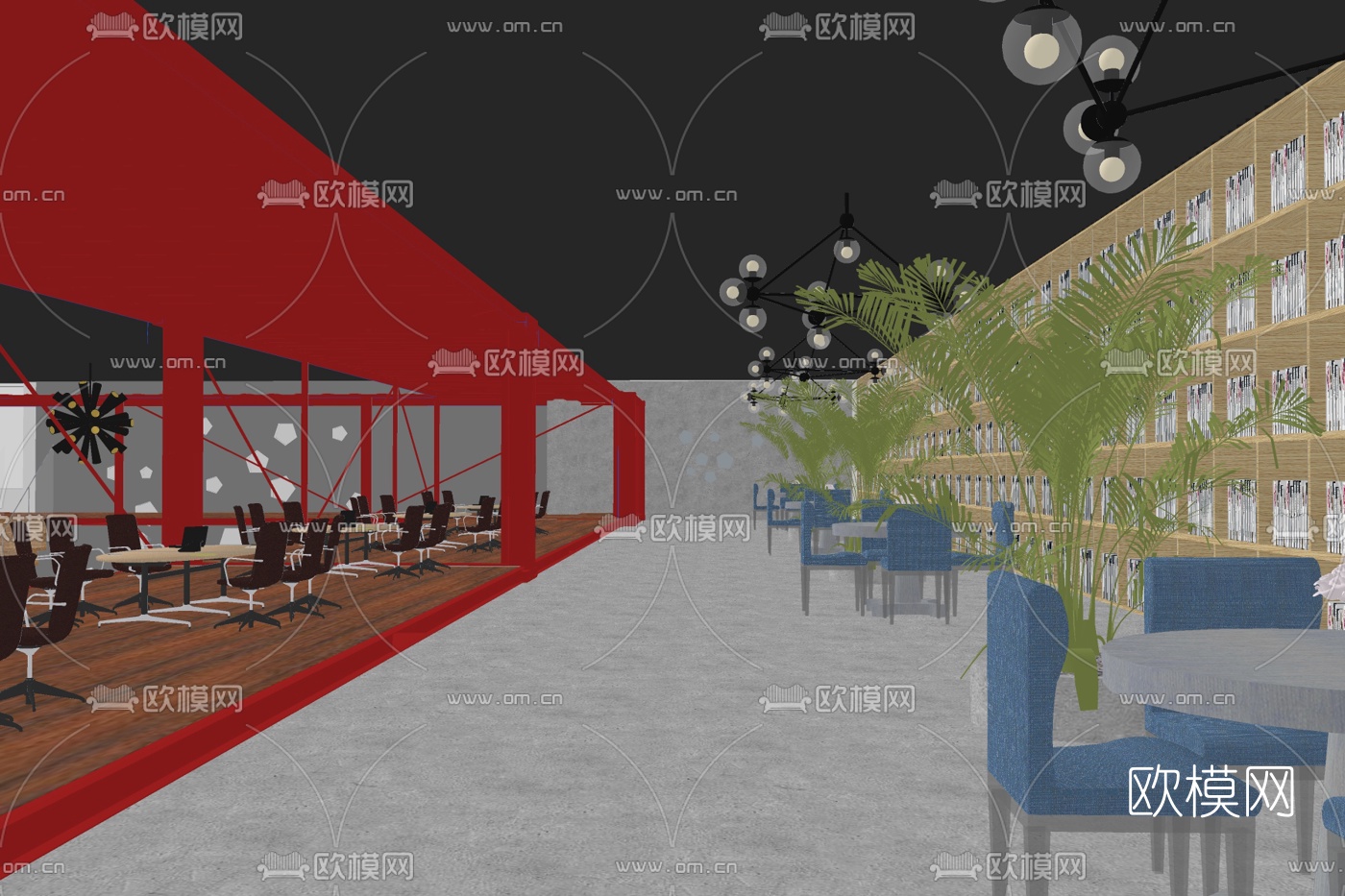 现代洽谈区su模型