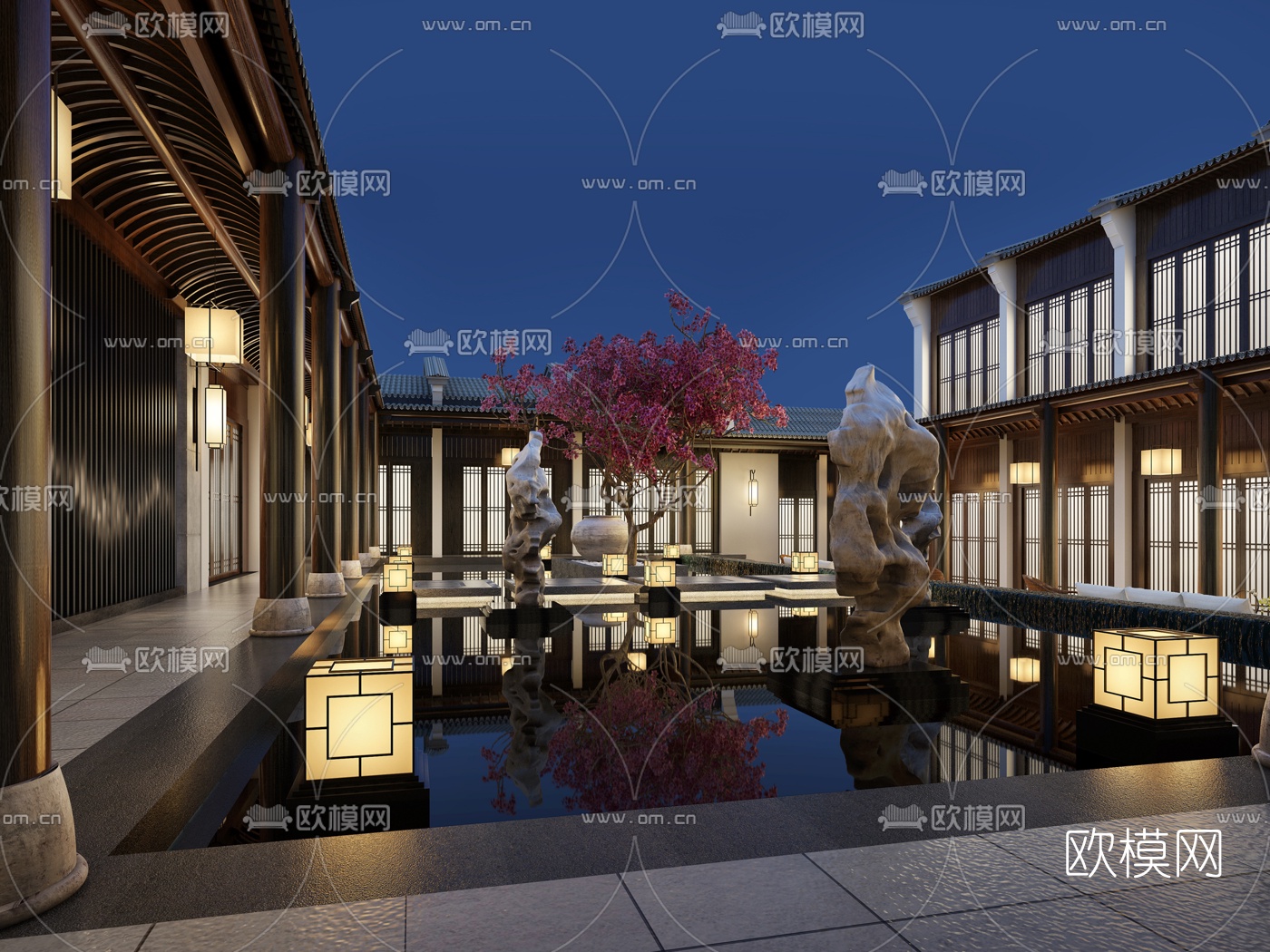 新中式庭院3d模型