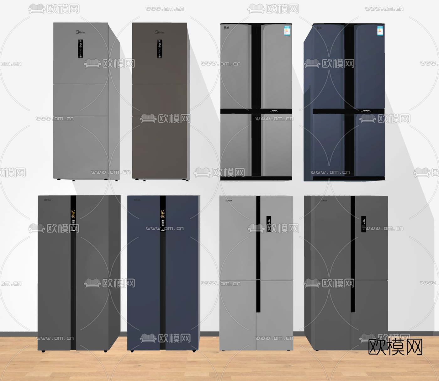 现代智能冰箱su模型下载（渲染图2）