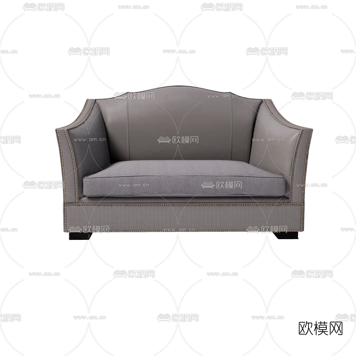 美式皮革单人沙发3d模型