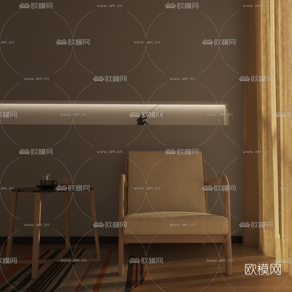 北欧布艺休闲椅免费3d模型下载