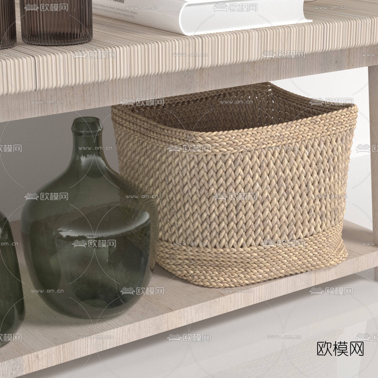 现代玄关矮凳摆件组合3d模型下载（渲染图2）