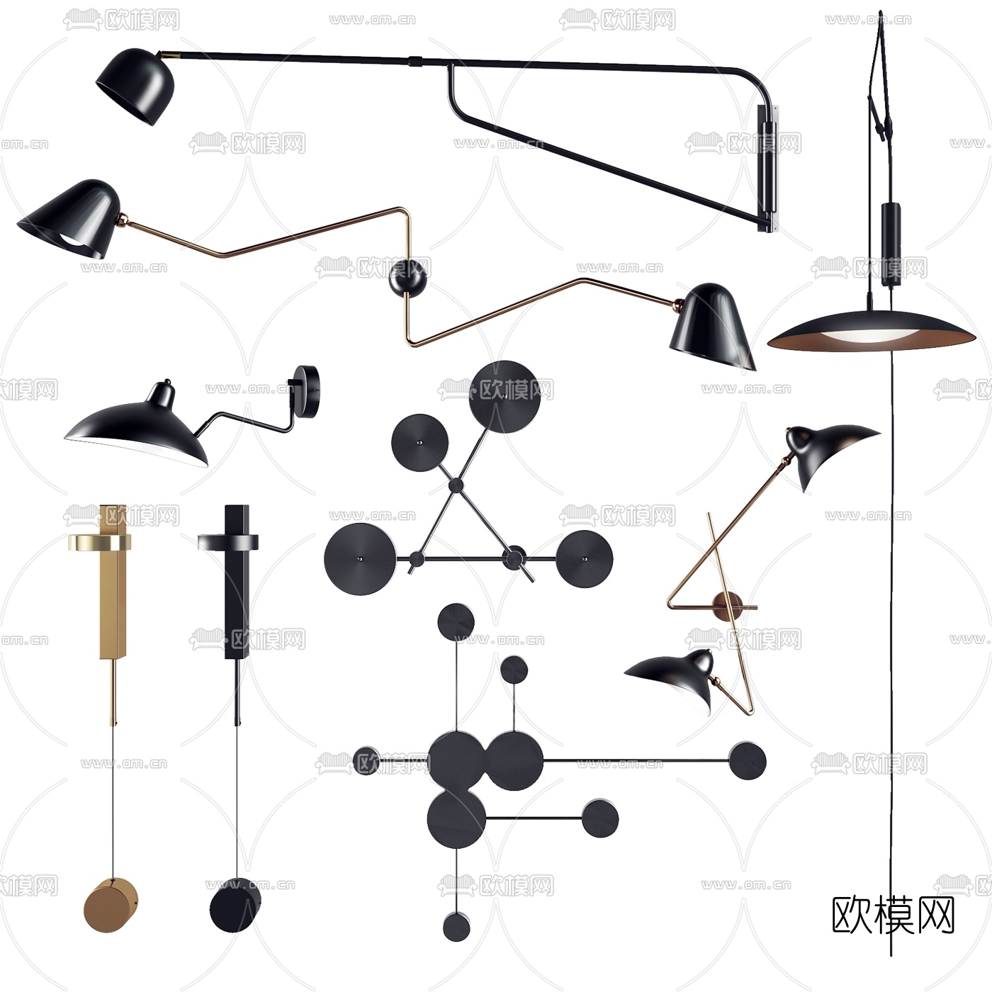 现代轻奢壁灯3d模型下载