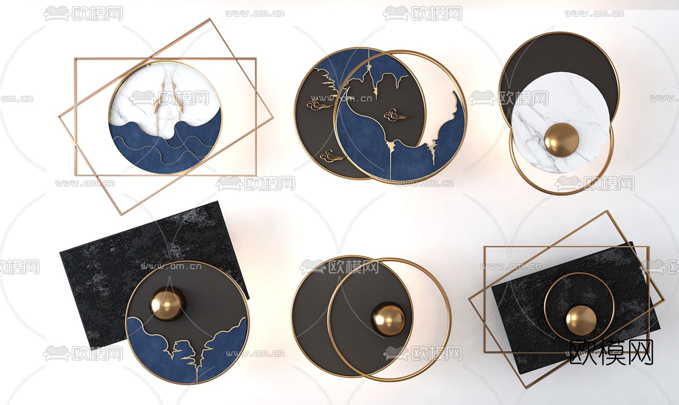 现代轻奢墙饰挂件3d模型下载