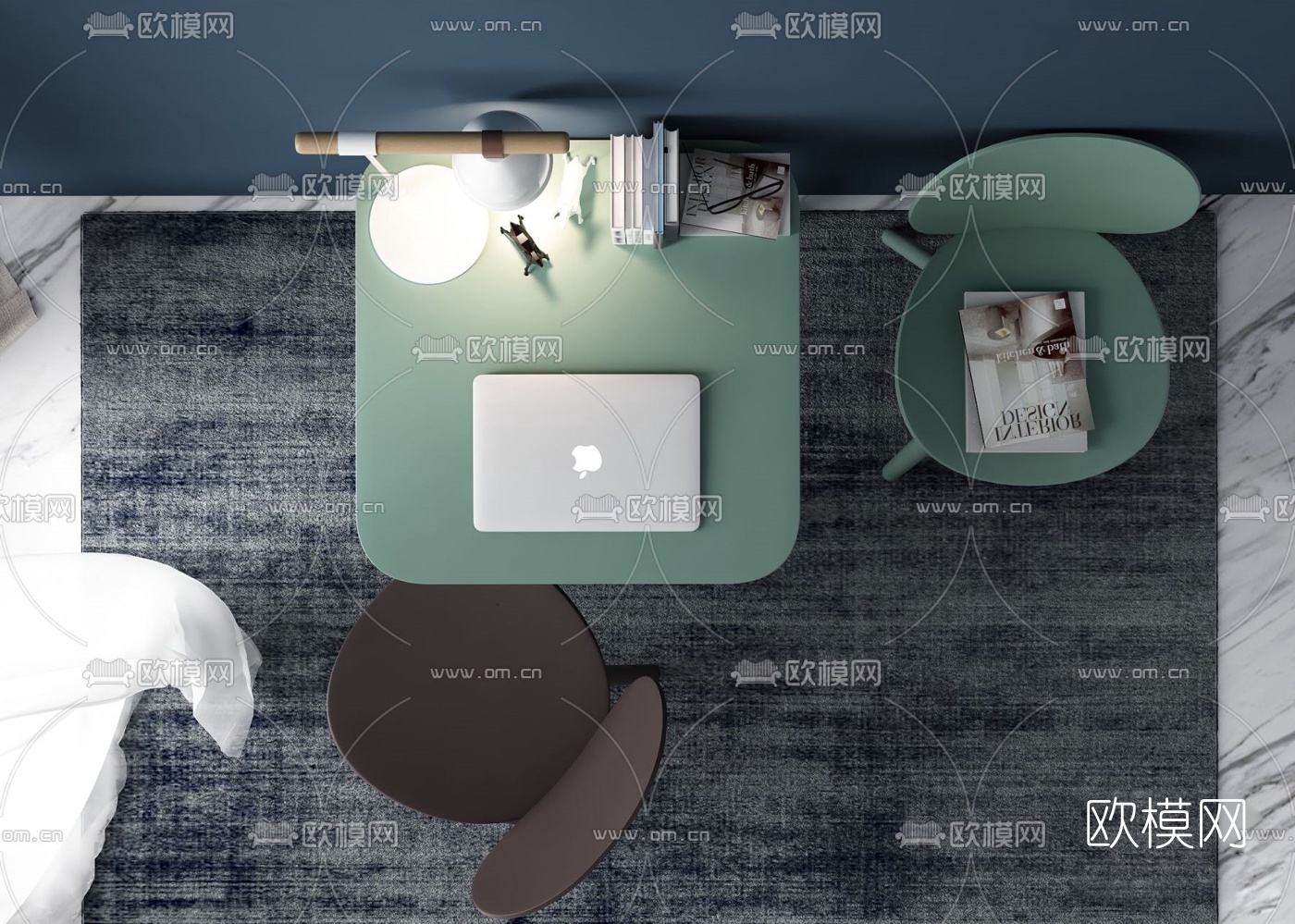 北欧迷你儿童书桌椅3d模型下载（渲染图2）