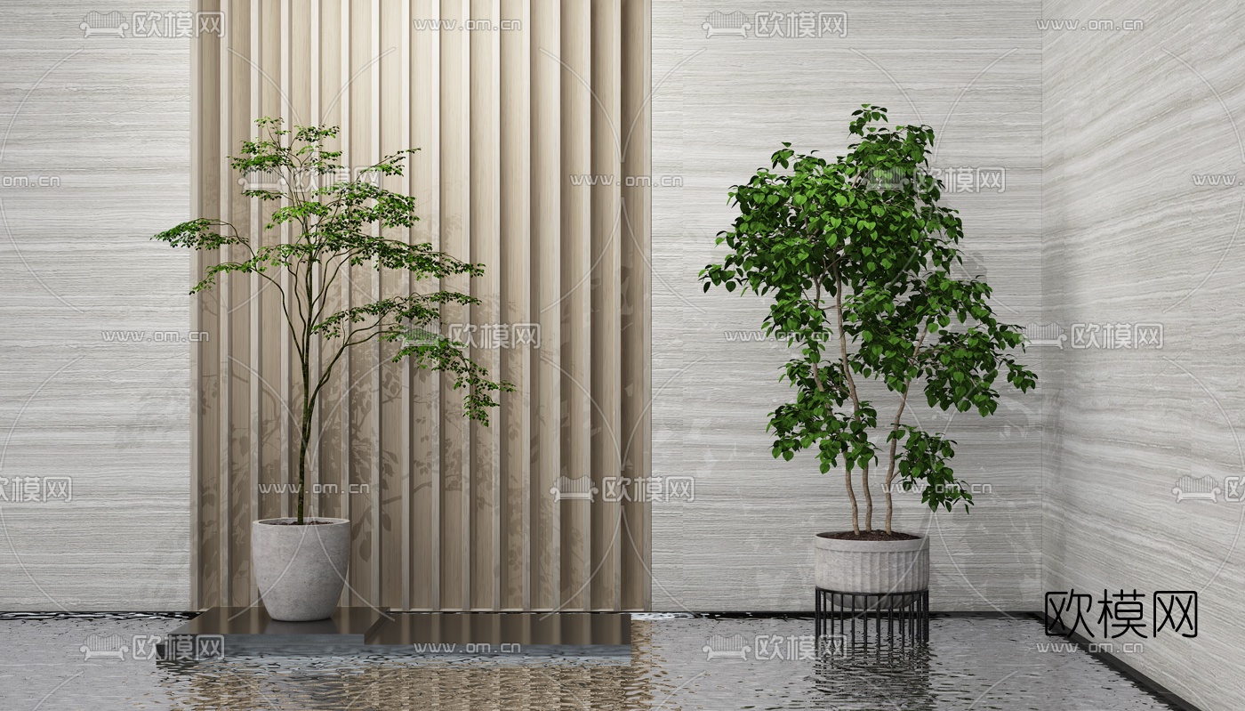 现代绿植盆栽3d模型