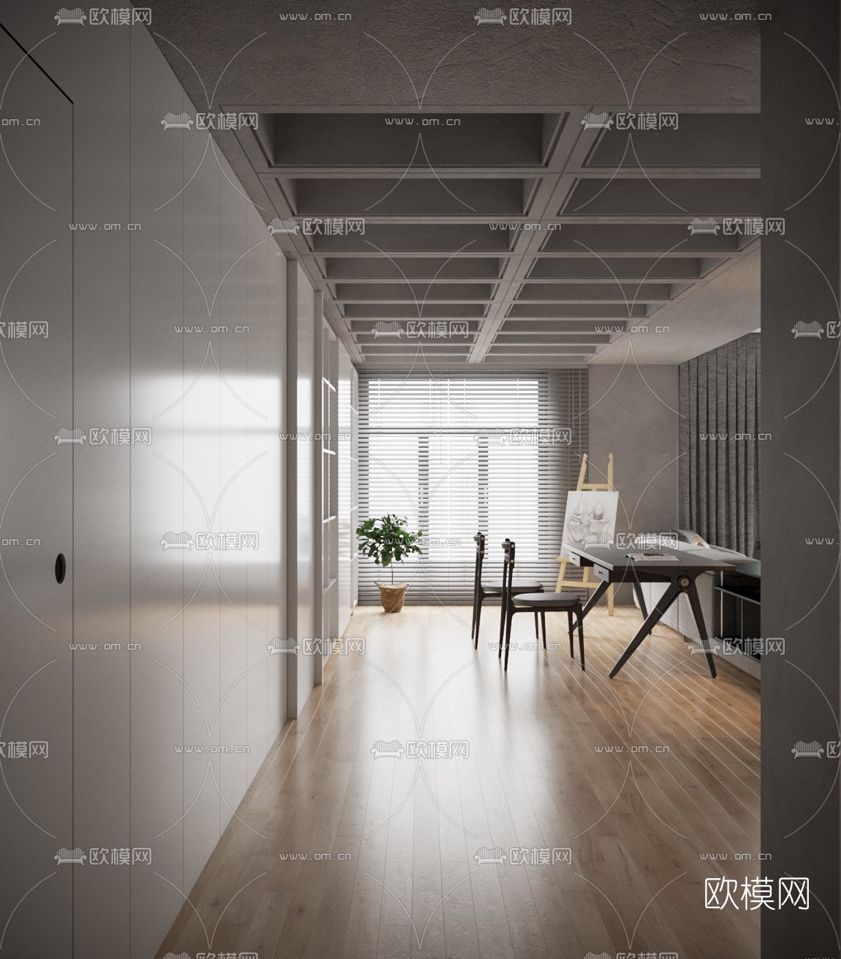 工业风简约客厅餐厅3d模型下载（渲染图7）