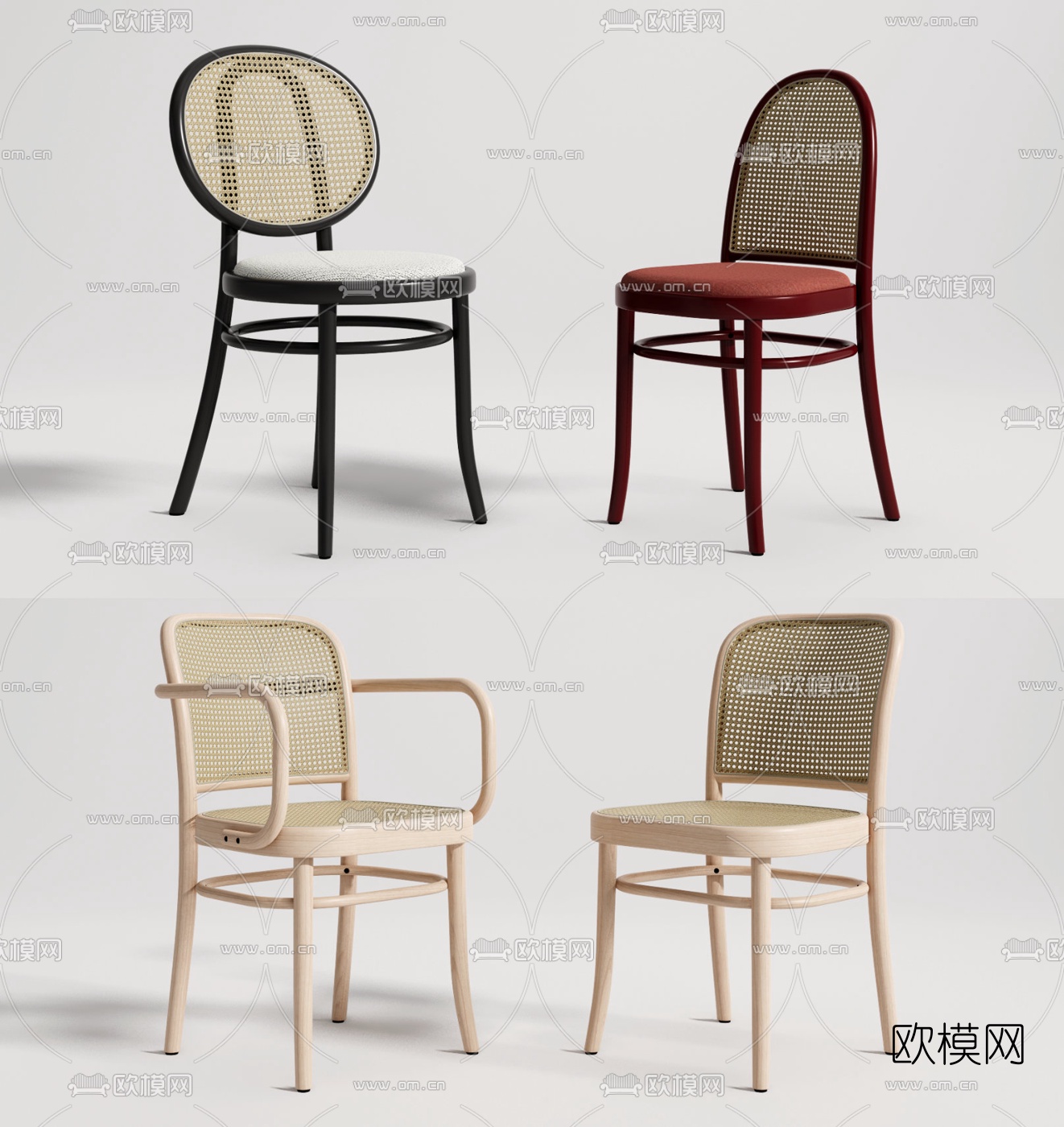 现代藤编休闲椅su模型下载（渲染图1）