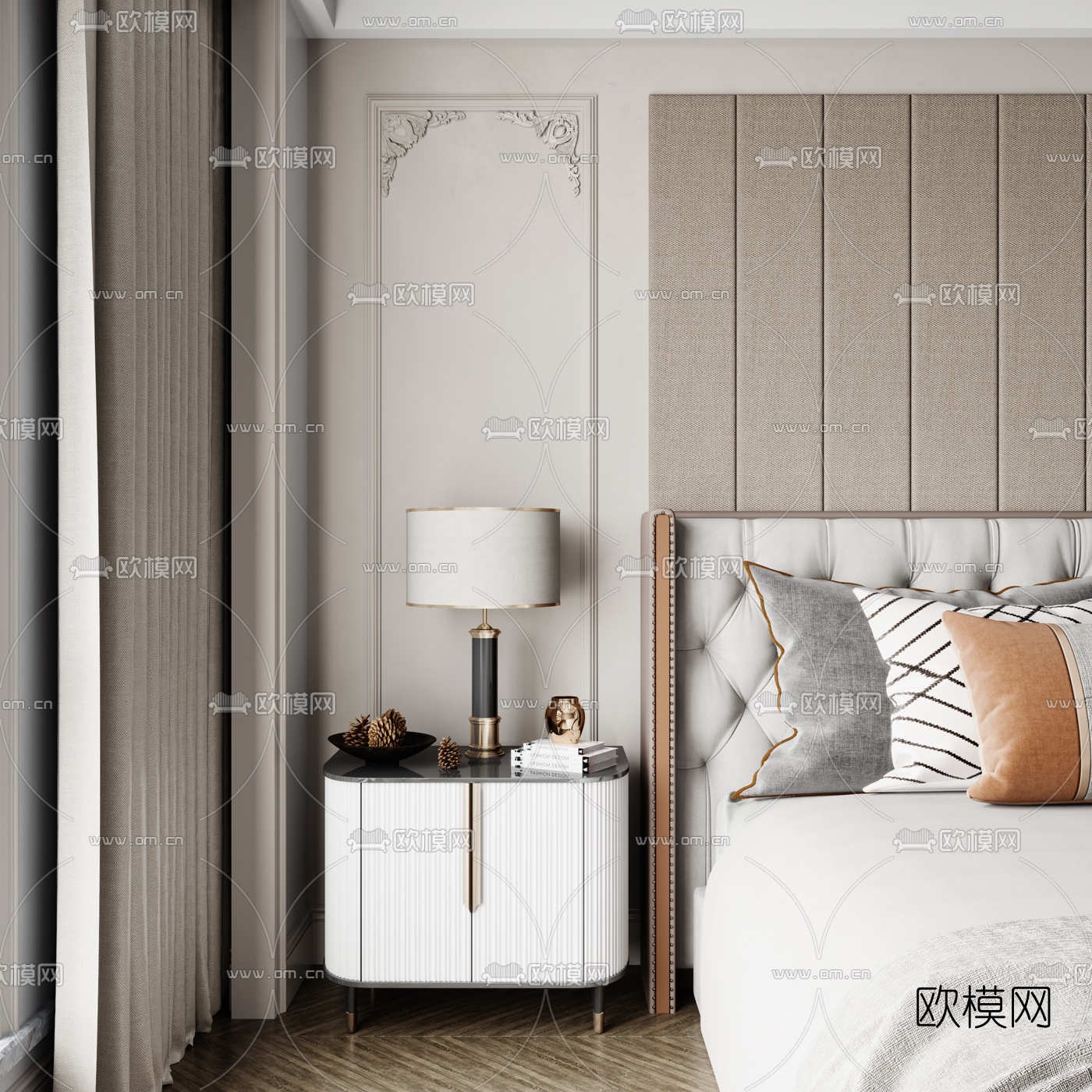 简美简约卧室3d模型下载（渲染图3）