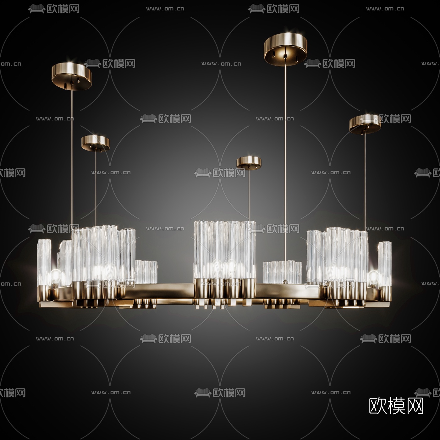 现代轻奢水晶吊灯3d模型下载（渲染图4）