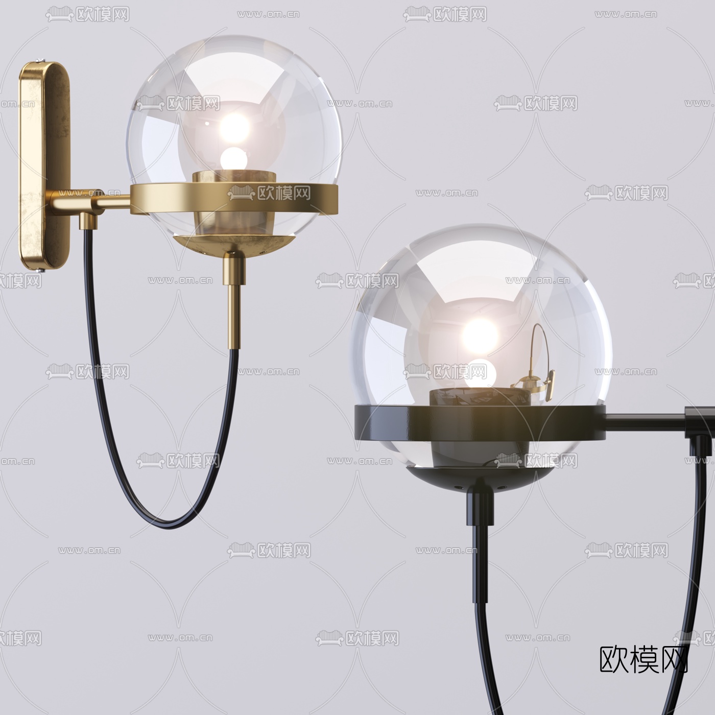现代灯泡壁灯3d模型