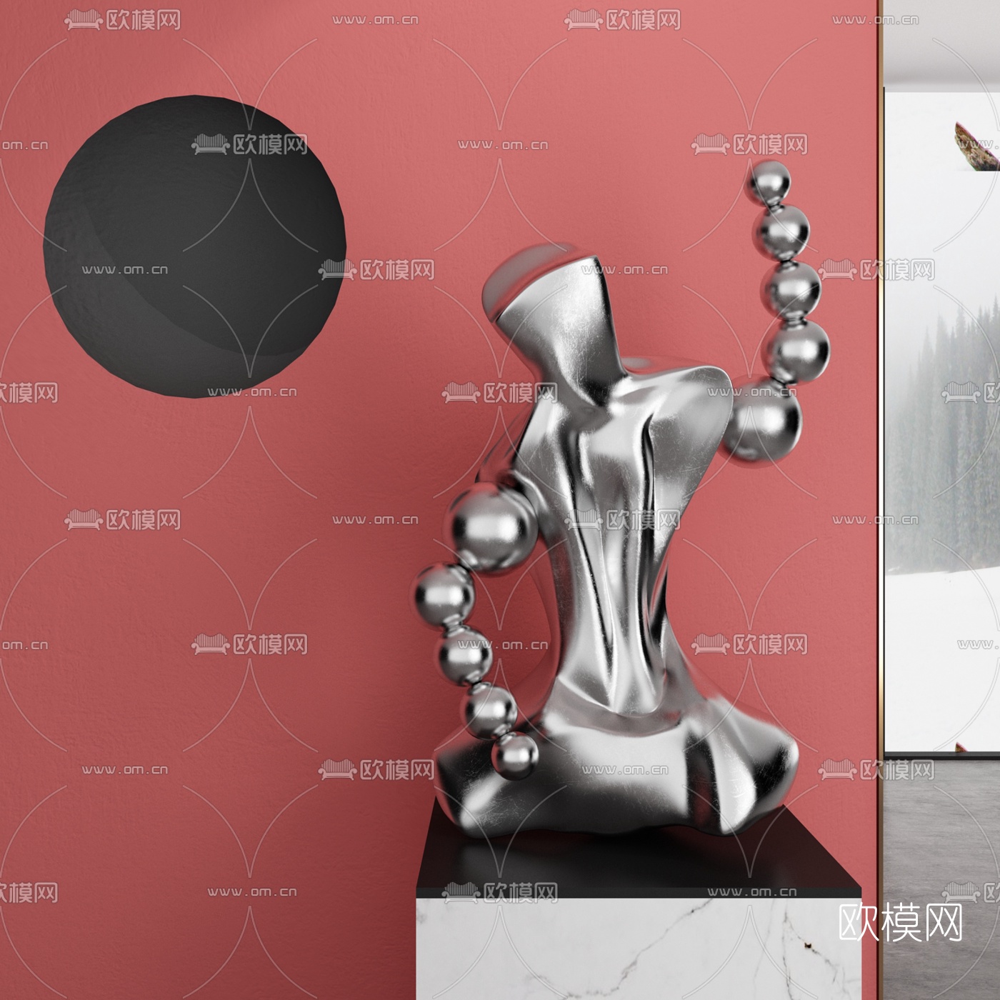 现代抽象雕塑3d模型下载