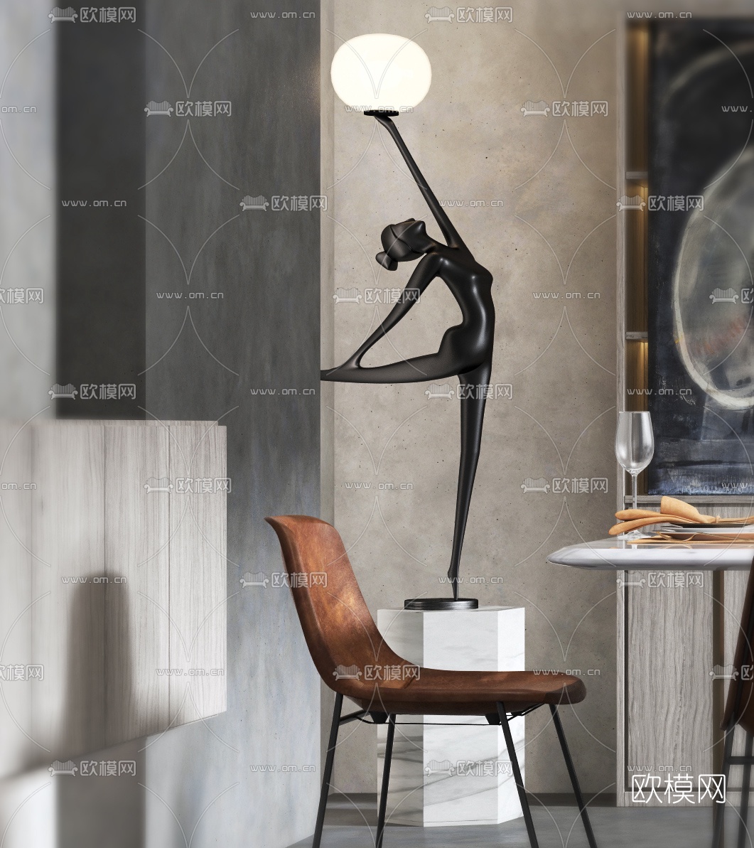 工业风餐厅3d模型