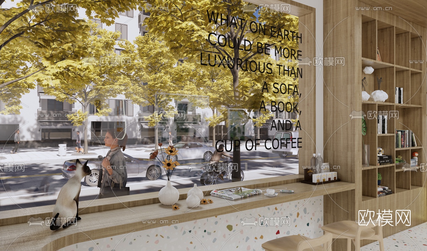 现代咖啡厅su模型下载（渲染图2）
