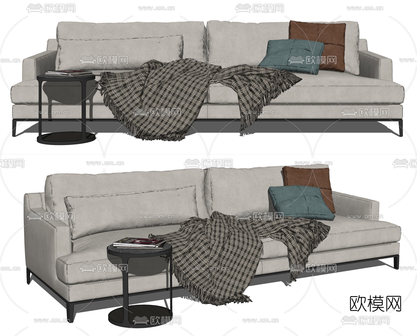 现代布艺双人沙发su模型