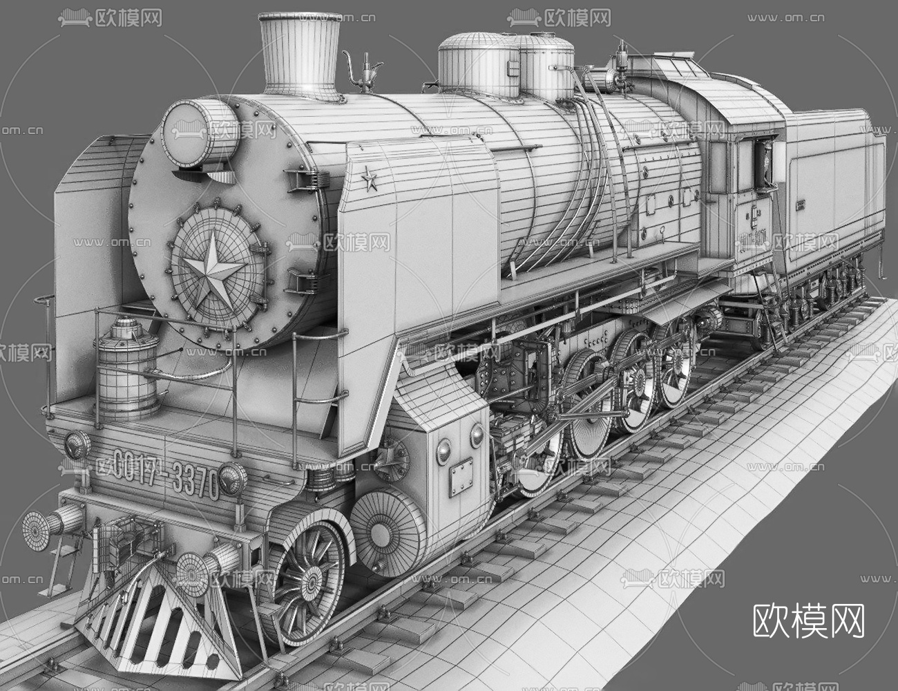 工业风列车火车头3d模型下载（渲染图5）