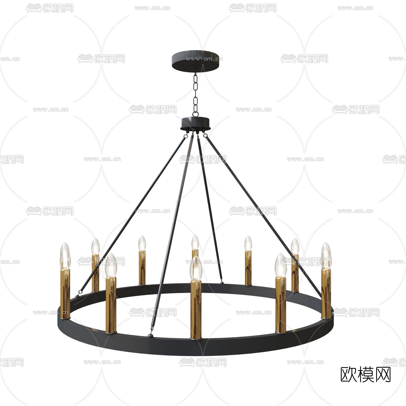 现代金属烛台吊灯3d模型