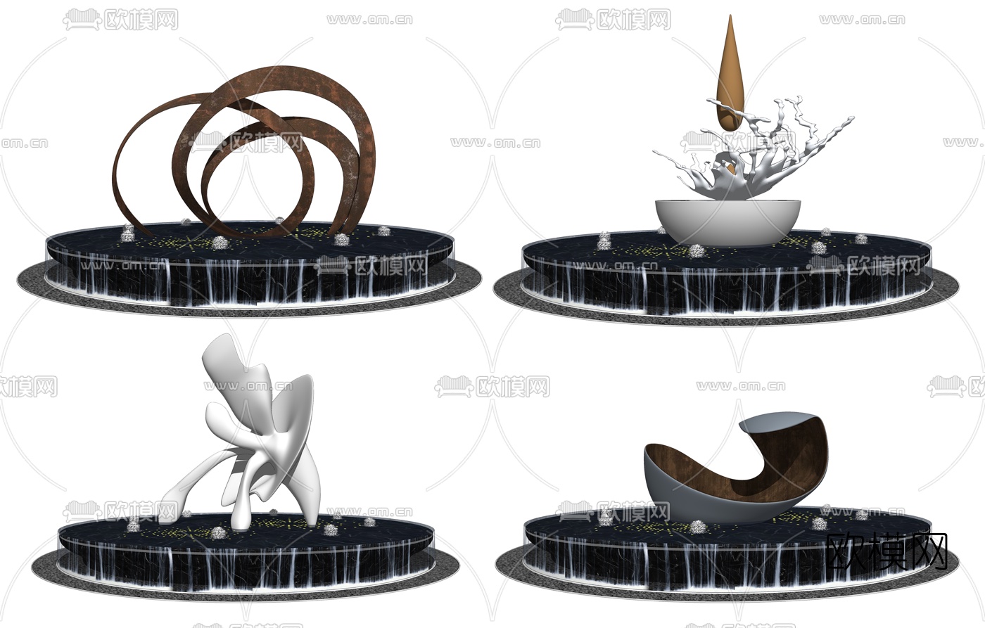 现代创意花朵雕塑小品su模型下载（渲染图2）