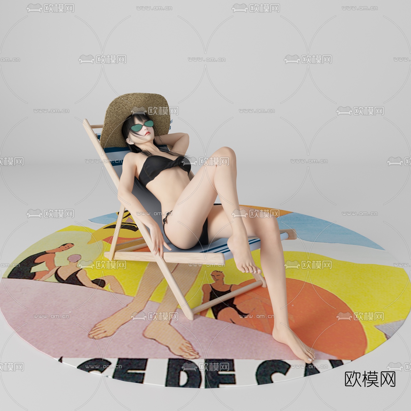 现代比基尼美女人物3d模型