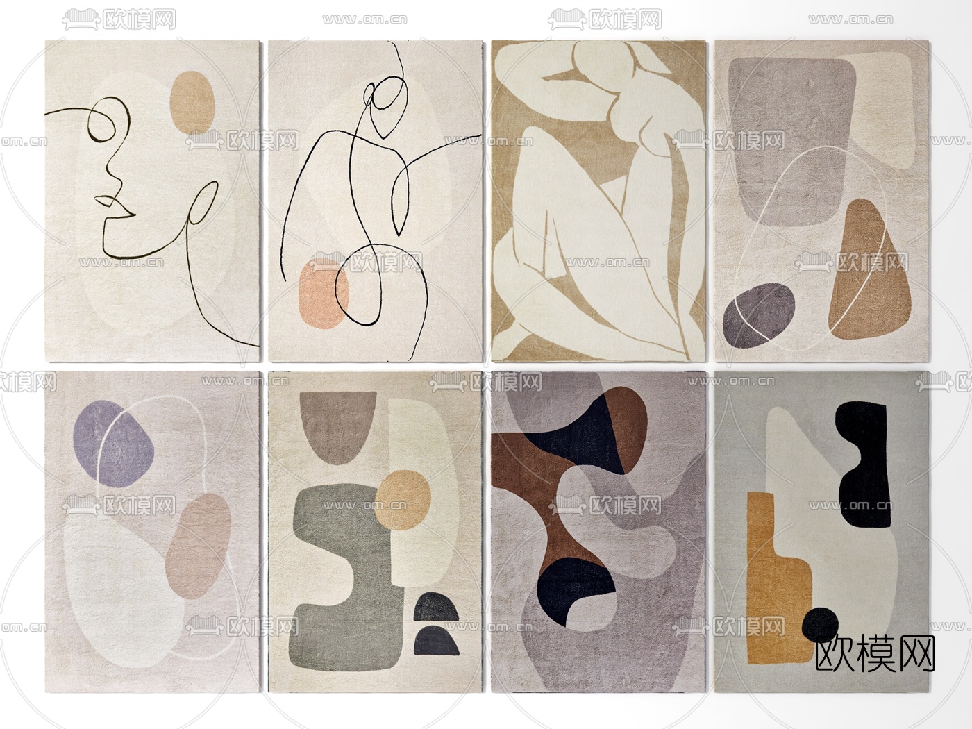 北欧布艺地毯3d模型下载